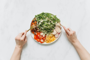 eating salad