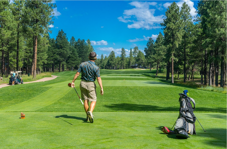 a man playing golf